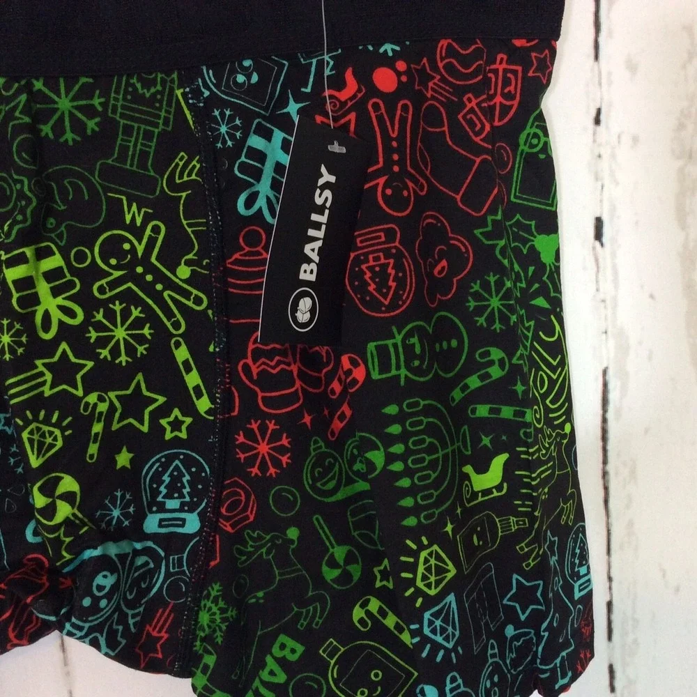 Ballsy Brand Men's Christmas Underwear Holiday‎ Boxer Briefs Size L Novelty Fun